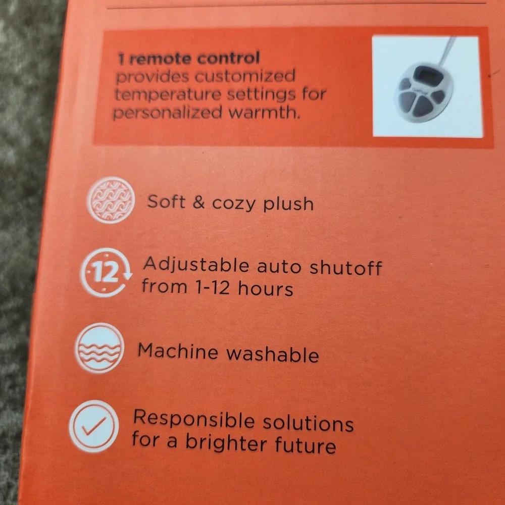 Cuddl Duds Plush Heated Blanket Twin Glacier Gray 10 Heat Settings Open Box